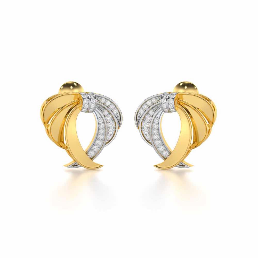 Radiant Ruffle Silver Earrings - Yellow Gold - Image 2