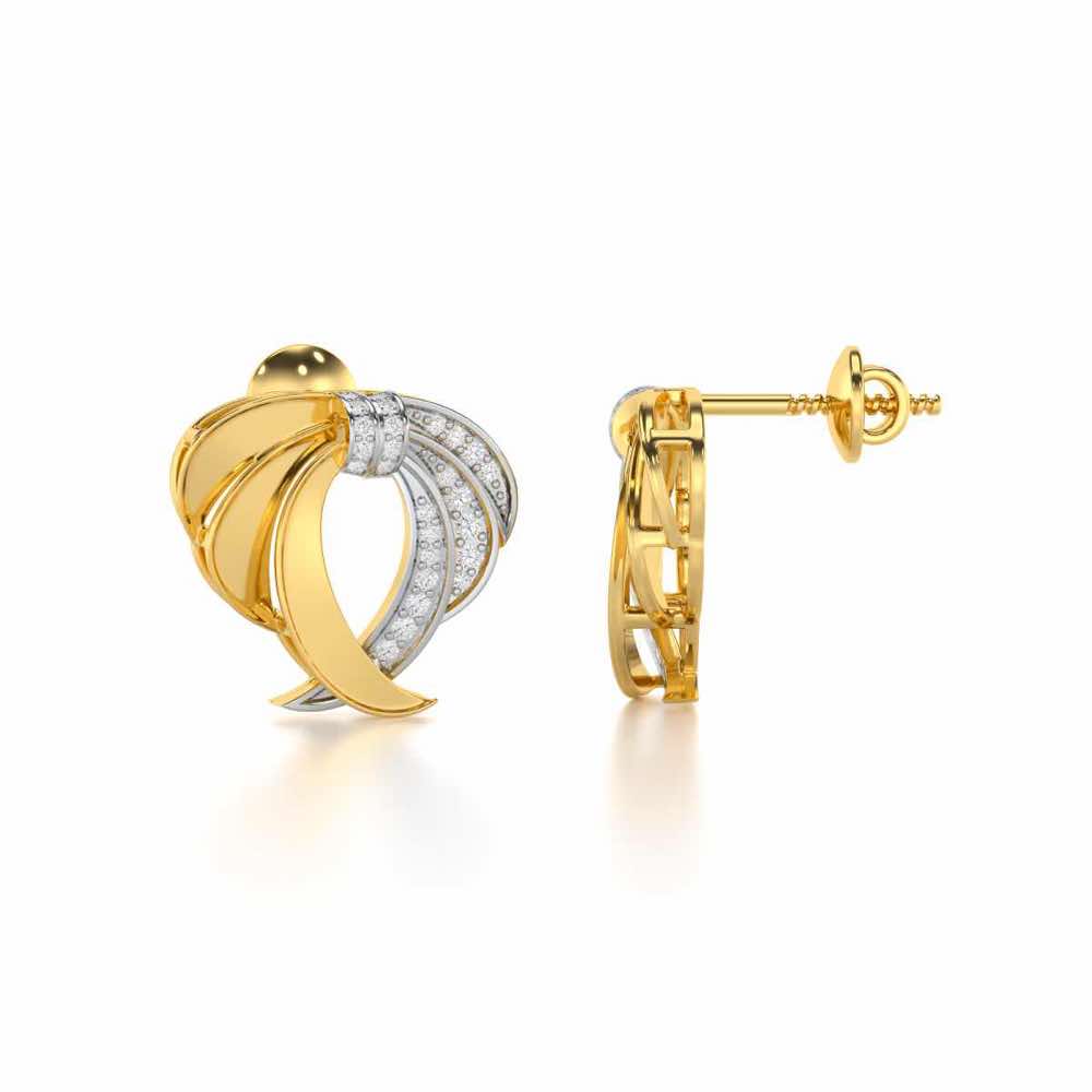 Radiant Ruffle Silver Earrings - Yellow Gold - Image 4