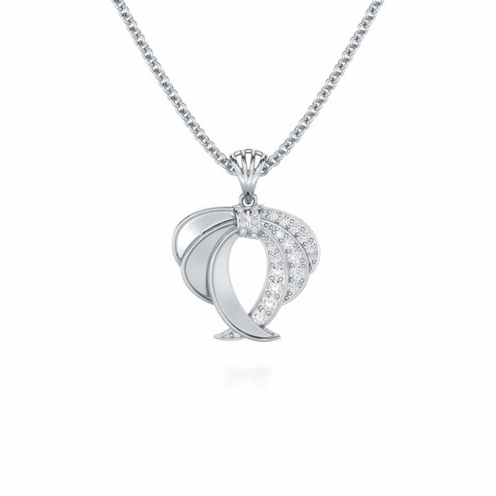 Radiant Ruffle Silver Pendant - White Gold - Image 1