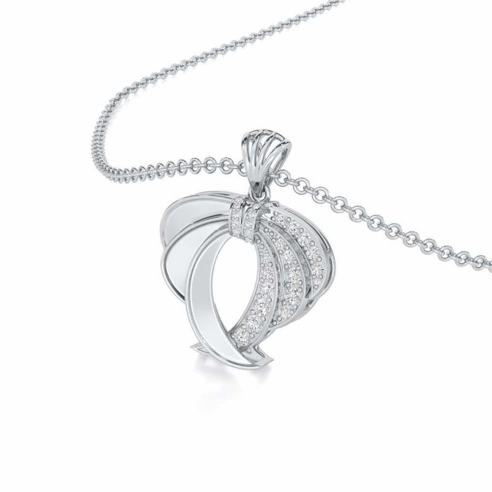 Radiant Ruffle Silver Pendant - White Gold - Image 2