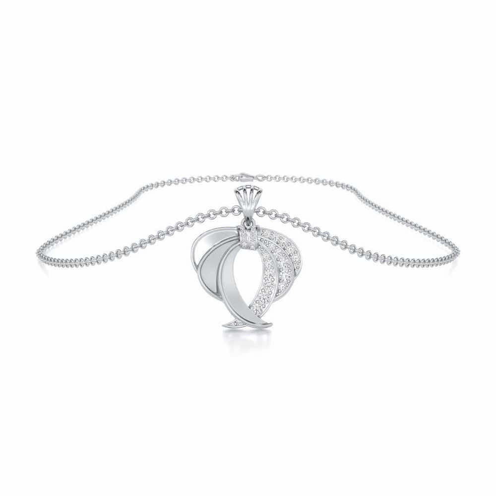 Radiant Ruffle Silver Pendant - White Gold - Image 3