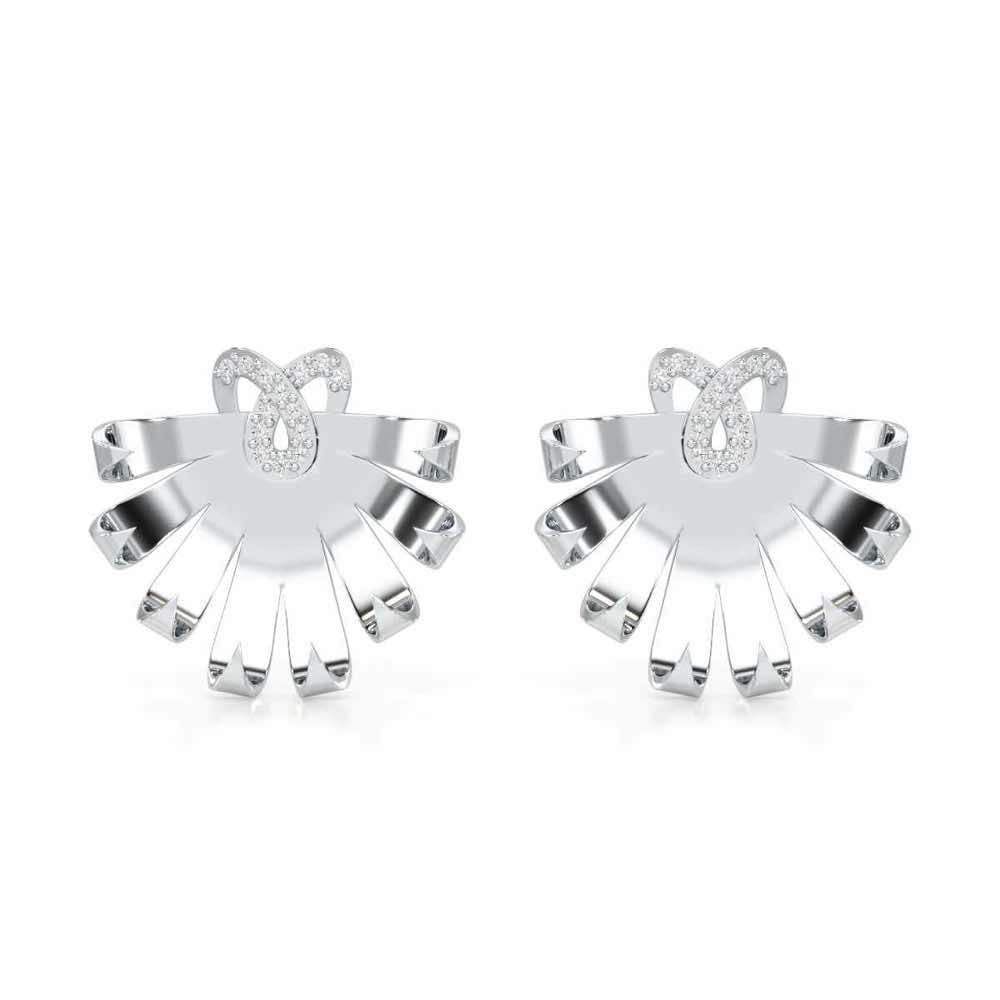 Radiant Scintilla Silver Earrings - White Gold - Image 1