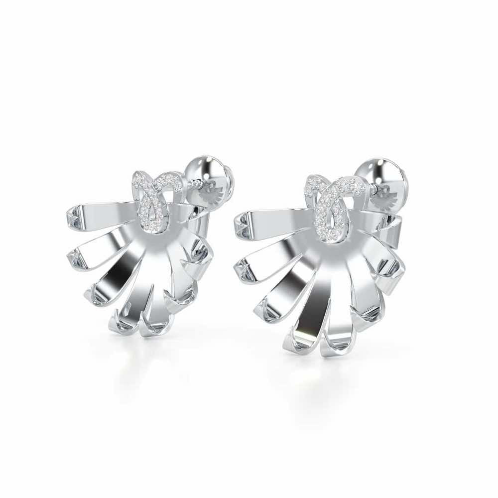 Radiant Scintilla Silver Earrings - White Gold - Image 3