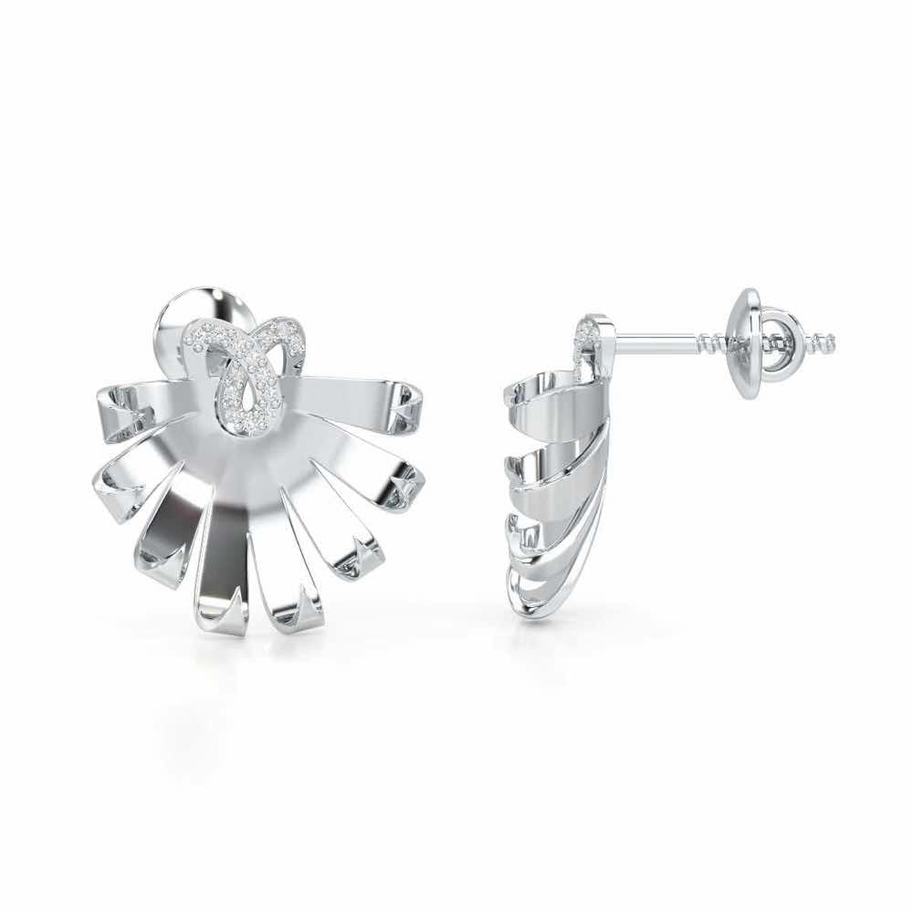 Radiant Scintilla Silver Earrings - White Gold - Image 4