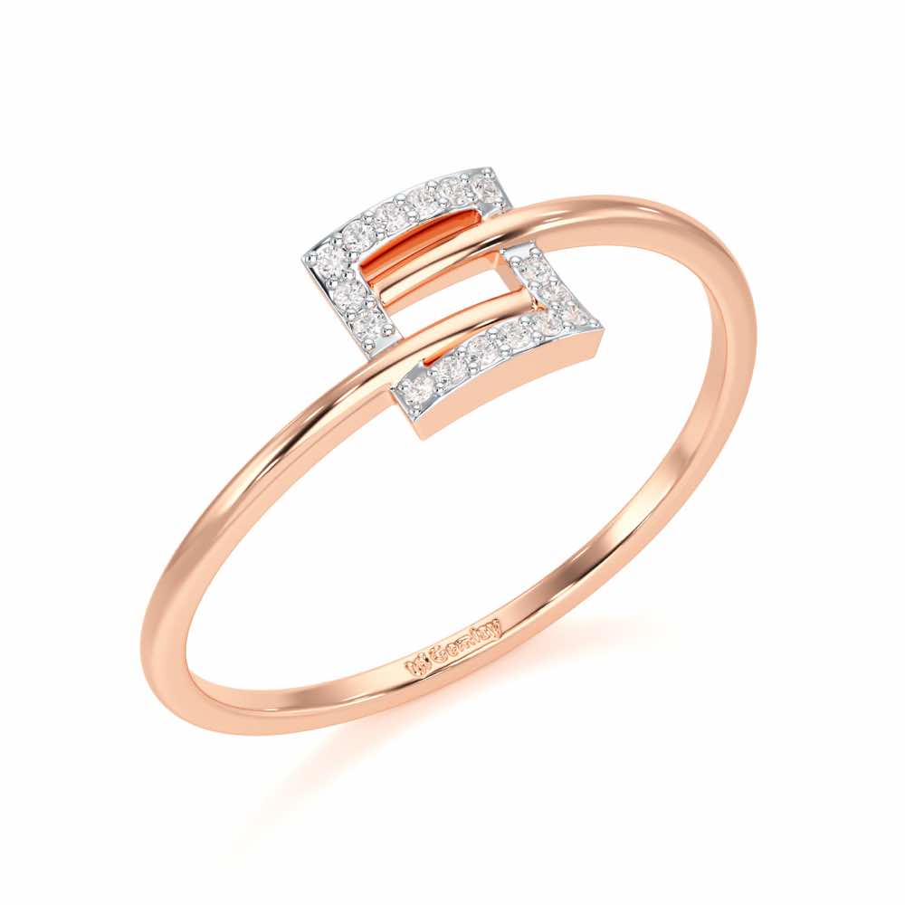 Radiant Square Silver Ring - Rose Gold - Image 1