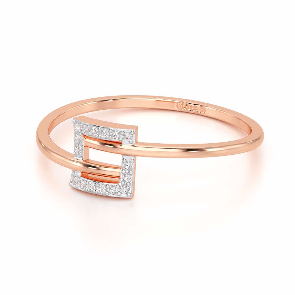 Radiant Square Silver Ring - Rose Gold - Image 2