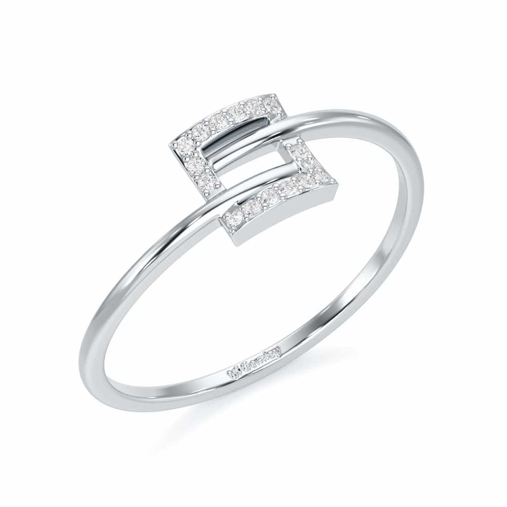 Radiant Square Silver Ring - White Gold - Image 1