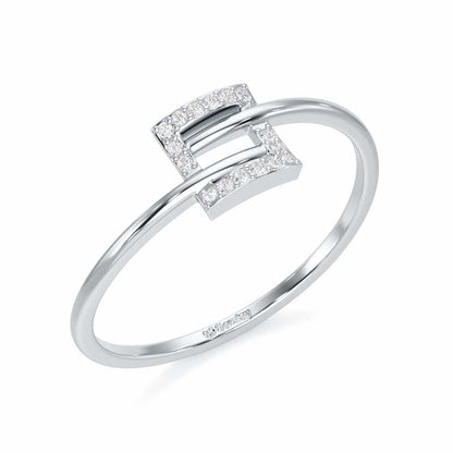 Radiant Square Silver Ring - White Gold - Image 1