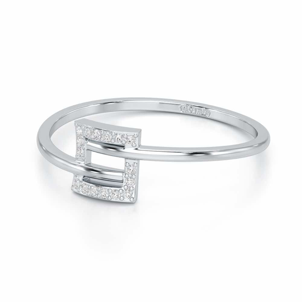 Radiant Square Silver Ring - White Gold - Image 2
