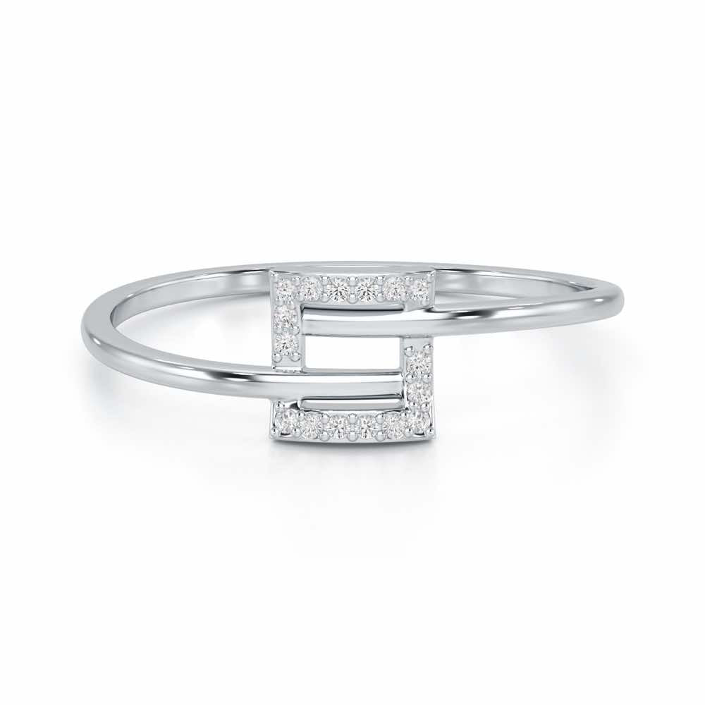 Radiant Square Silver Ring - White Gold - Image 4