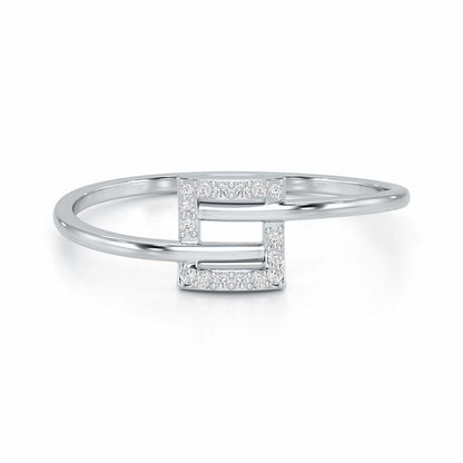 Radiant Square Silver Ring - White Gold - Image 4