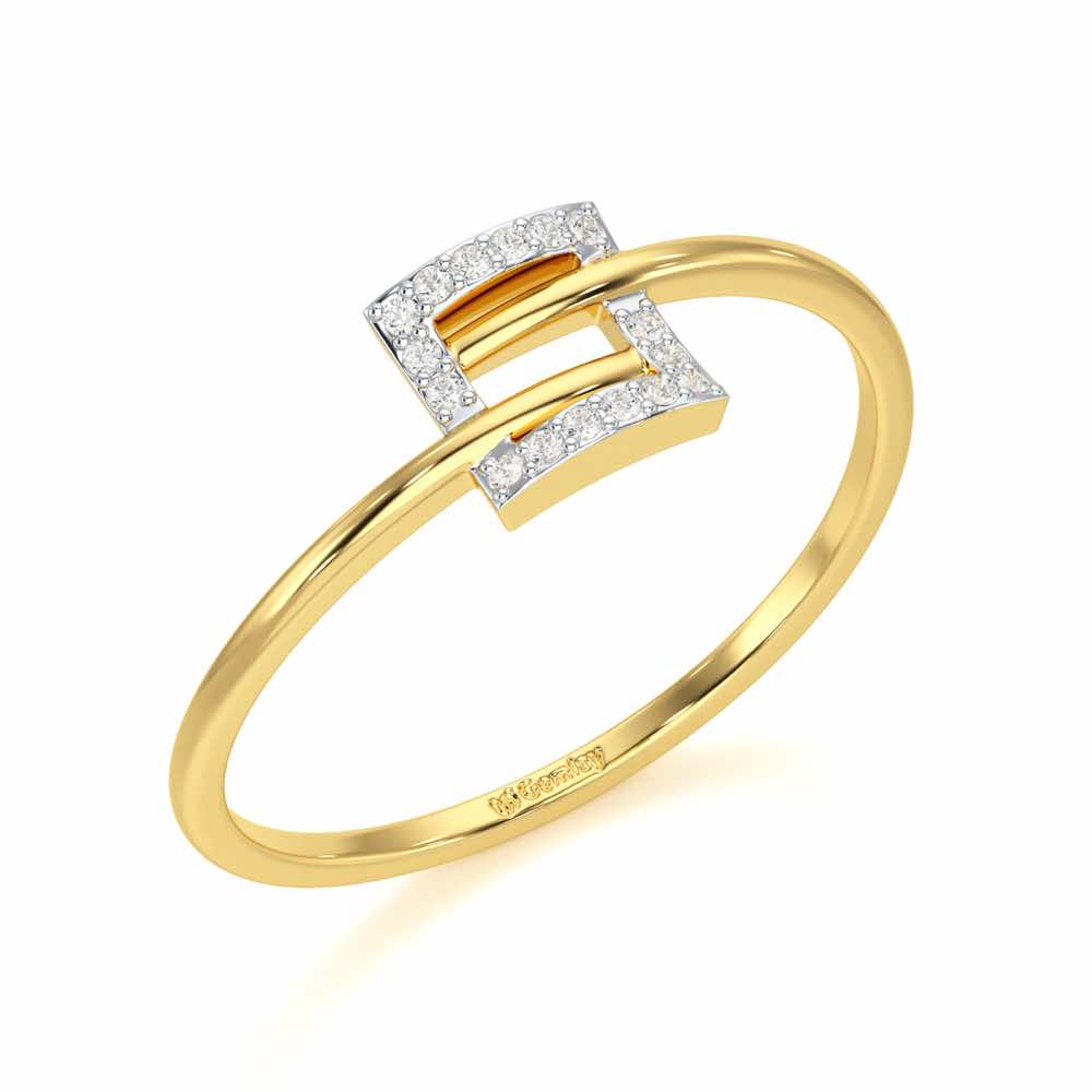 Radiant Square Silver Ring - Yellow Gold - Image 1