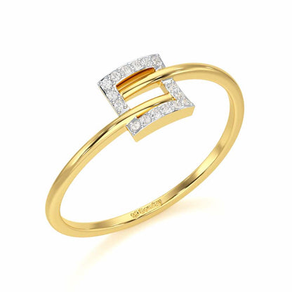 Radiant Square Silver Ring - Yellow Gold - Image 1