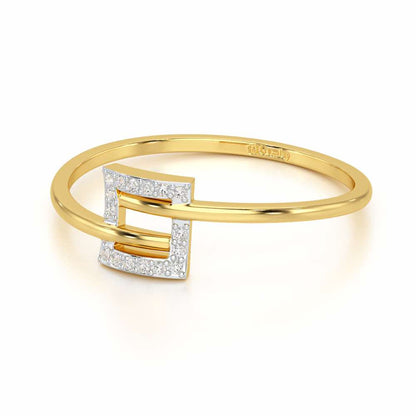 Radiant Square Silver Ring - Yellow Gold - Image 2