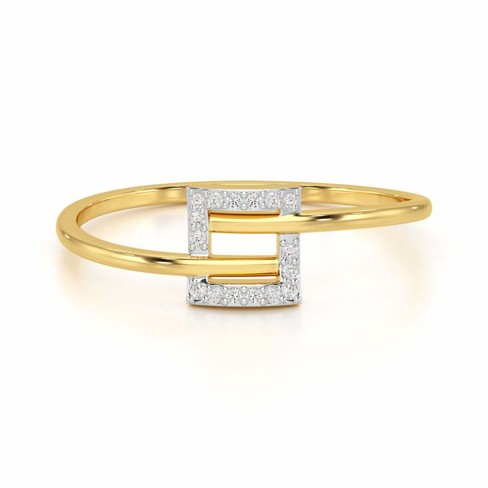 Radiant Square Silver Ring - Yellow Gold - Image 4