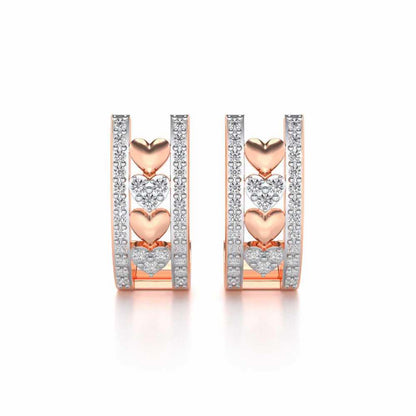 Rail Heart Silver Earrings - Rose Gold - Image 1