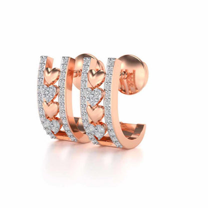 Rail Heart Silver Earrings - Rose Gold - Image 3