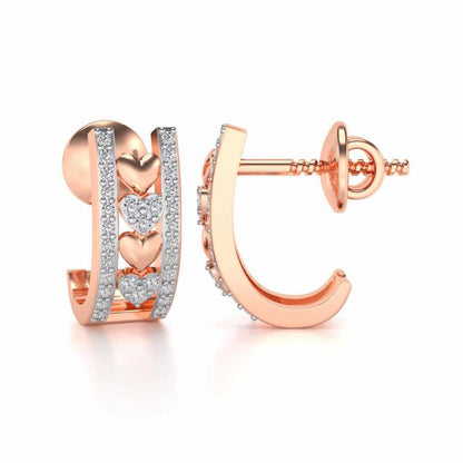 Rail Heart Silver Earrings - Rose Gold - Image 4