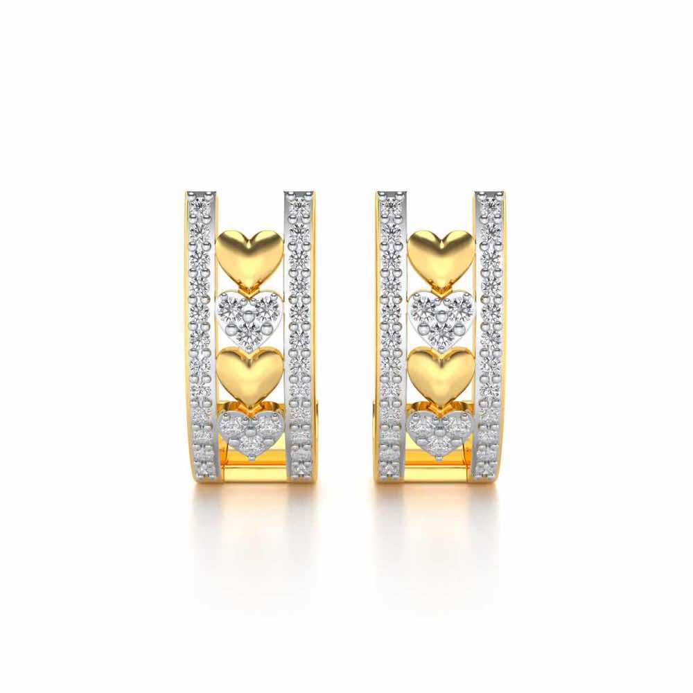 Rail Heart Silver Earrings - Yellow Gold - Image 1