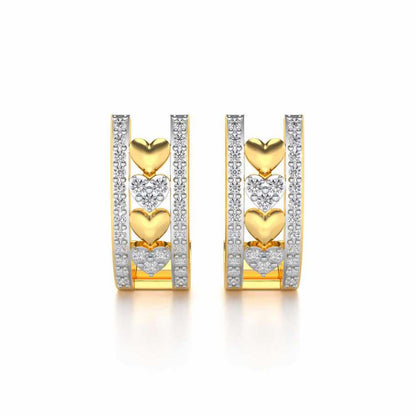 Rail Heart Silver Earrings - Yellow Gold - Image 1
