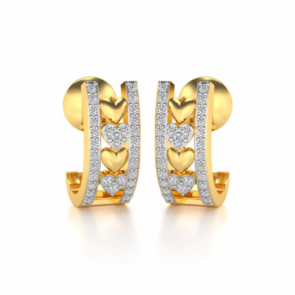 Rail Heart Silver Earrings - Yellow Gold - Image 2