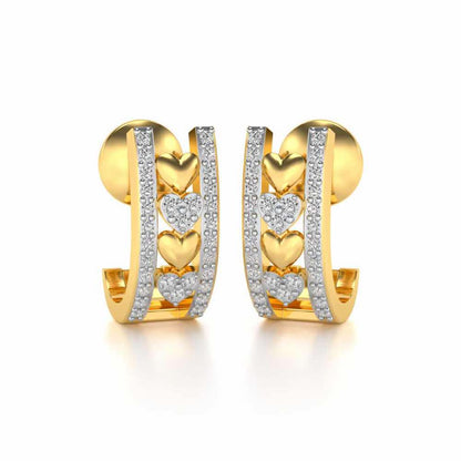 Rail Heart Silver Earrings - Yellow Gold - Image 2