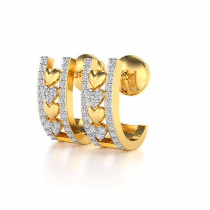 Rail Heart Silver Earrings - Yellow Gold - Image 3