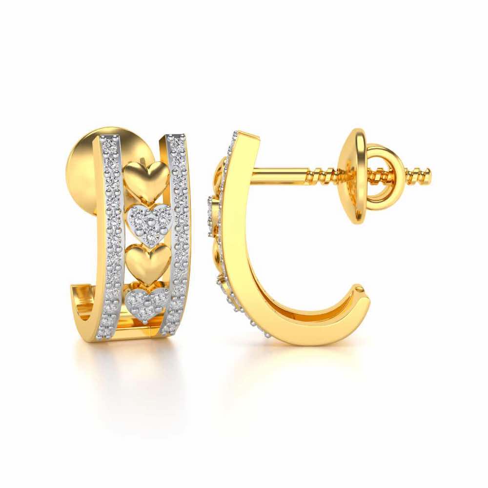 Rail Heart Silver Earrings - Yellow Gold - Image 4