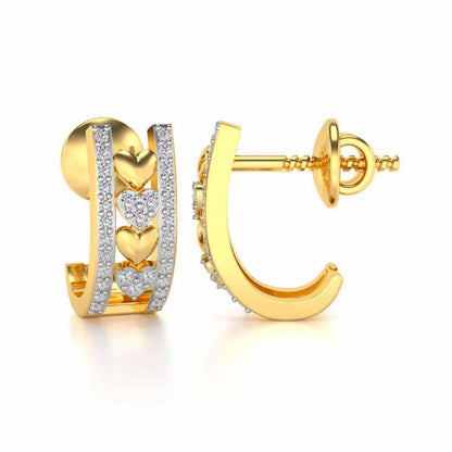 Rail Heart Silver Earrings - Yellow Gold - Image 4