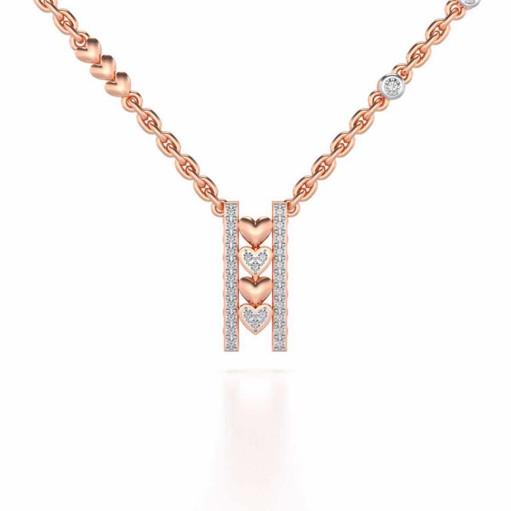 Rail Heart Silver Pendant - Rose Gold - Image 1