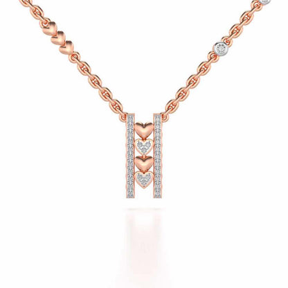 Rail Heart Silver Pendant - Rose Gold - Image 1