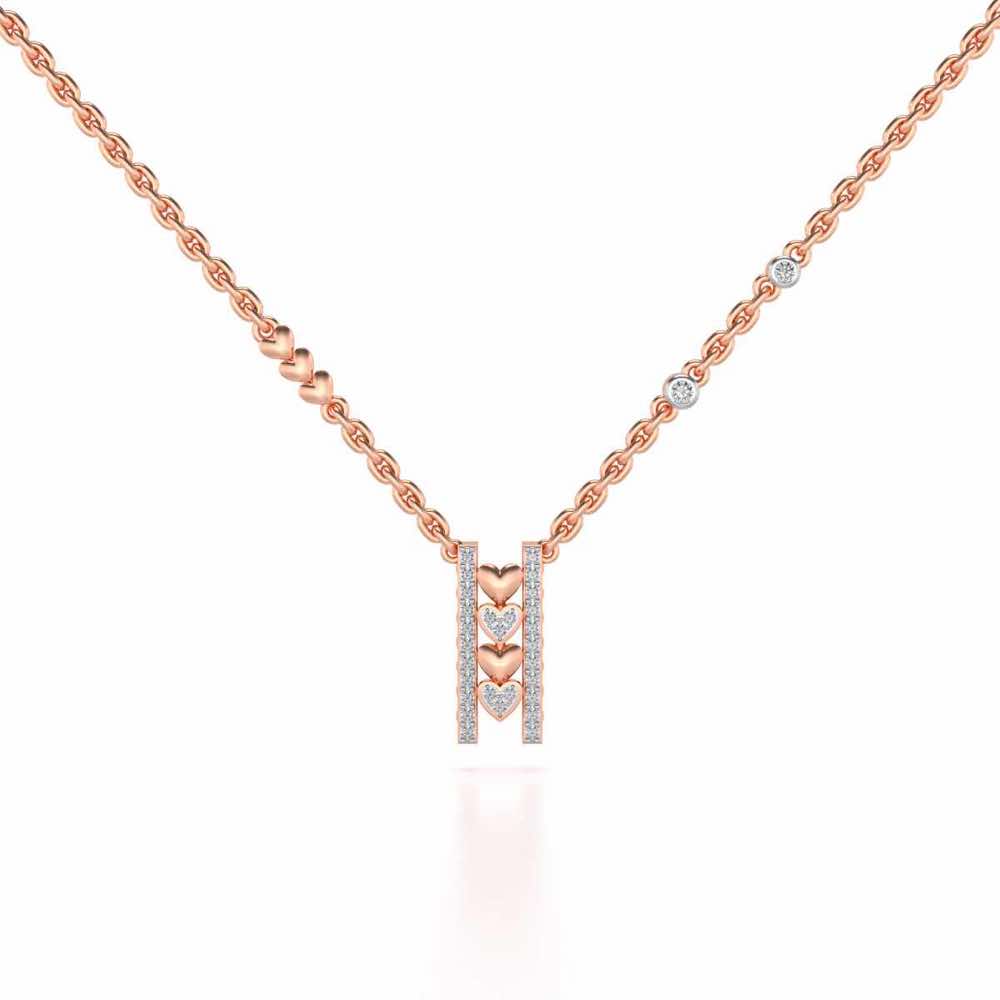 Rail Heart Silver Pendant - Rose Gold - Image 2