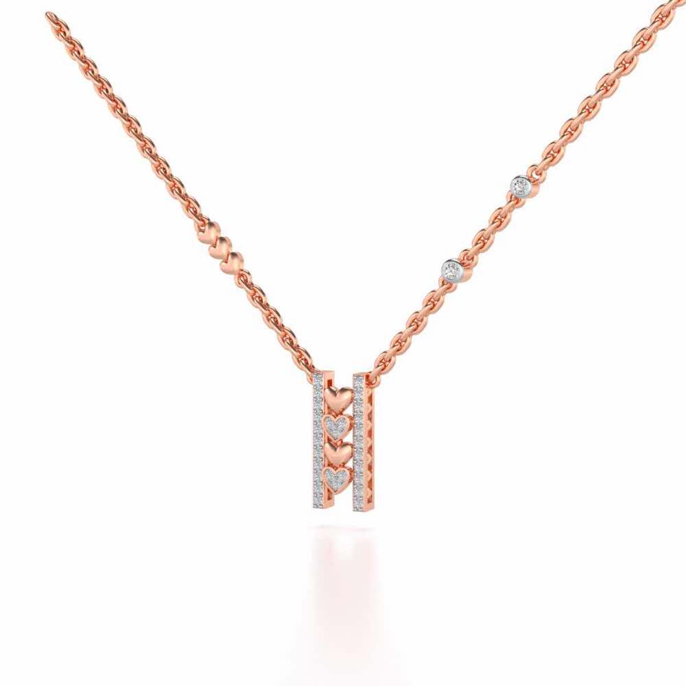 Rail Heart Silver Pendant - Rose Gold - Image 3