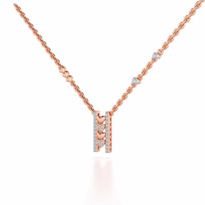 Rail Heart Silver Pendant - Rose Gold - Image 3