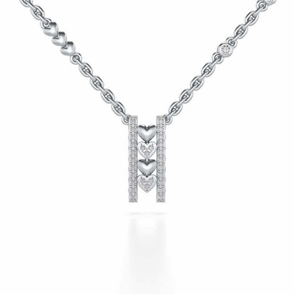 Rail Heart Silver Pendant - White Gold - Image 1