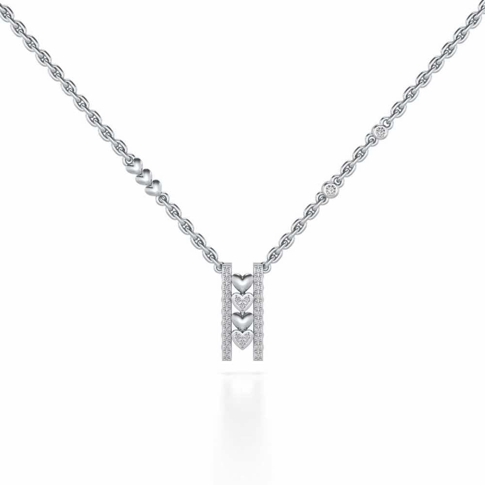 Rail Heart Silver Pendant - White Gold - Image 2