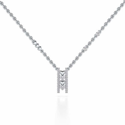 Rail Heart Silver Pendant - White Gold - Image 2
