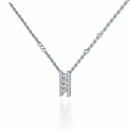 Rail Heart Silver Pendant - White Gold - Image 3