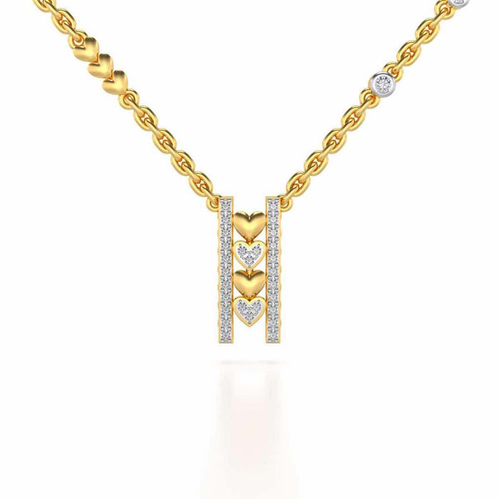 Rail Heart Silver Pendant - Yellow Gold - Image 1