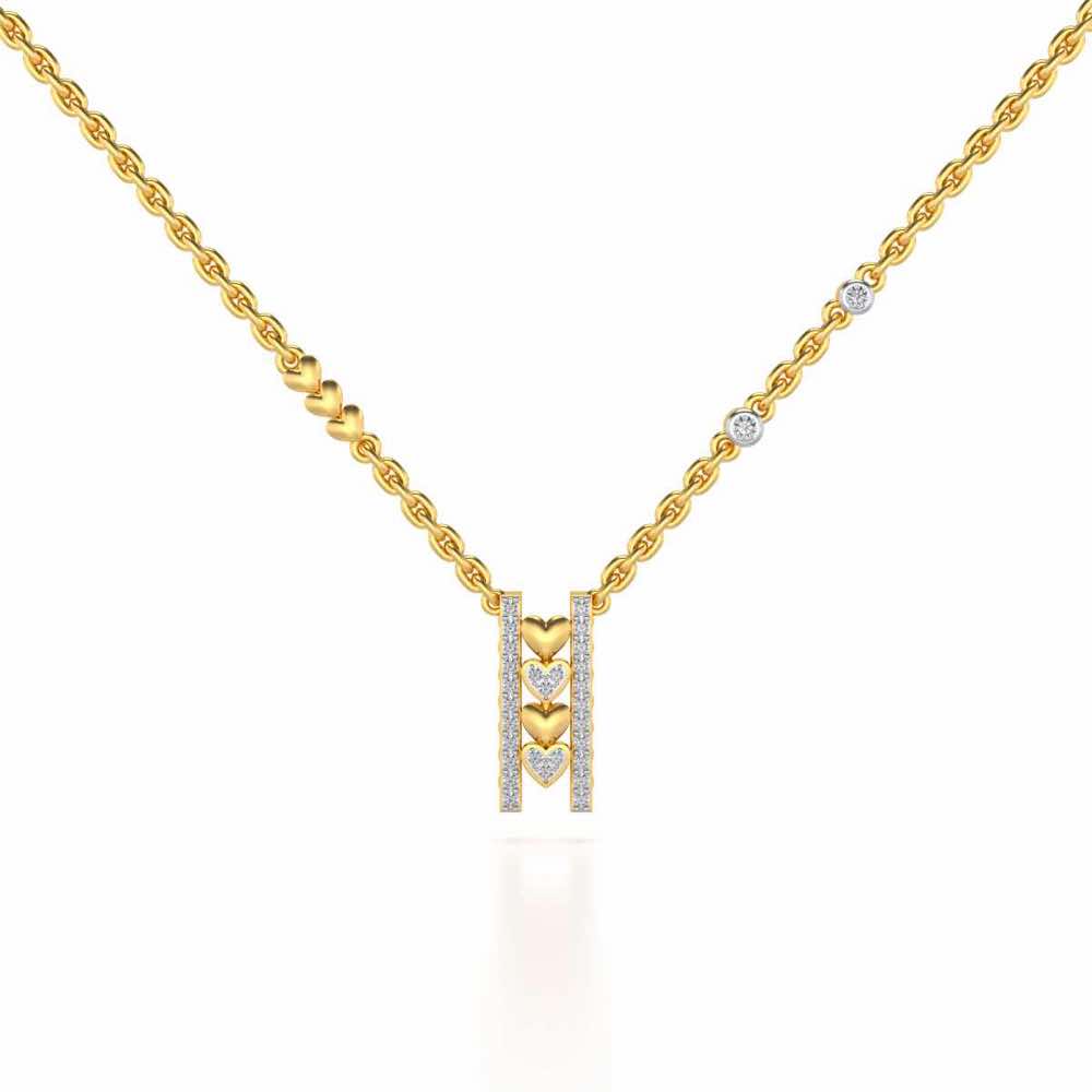Rail Heart Silver Pendant - Yellow Gold - Image 2
