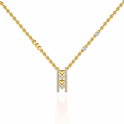 Rail Heart Silver Pendant - Yellow Gold - Image 2