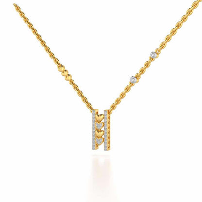 Rail Heart Silver Pendant - Yellow Gold - Image 3