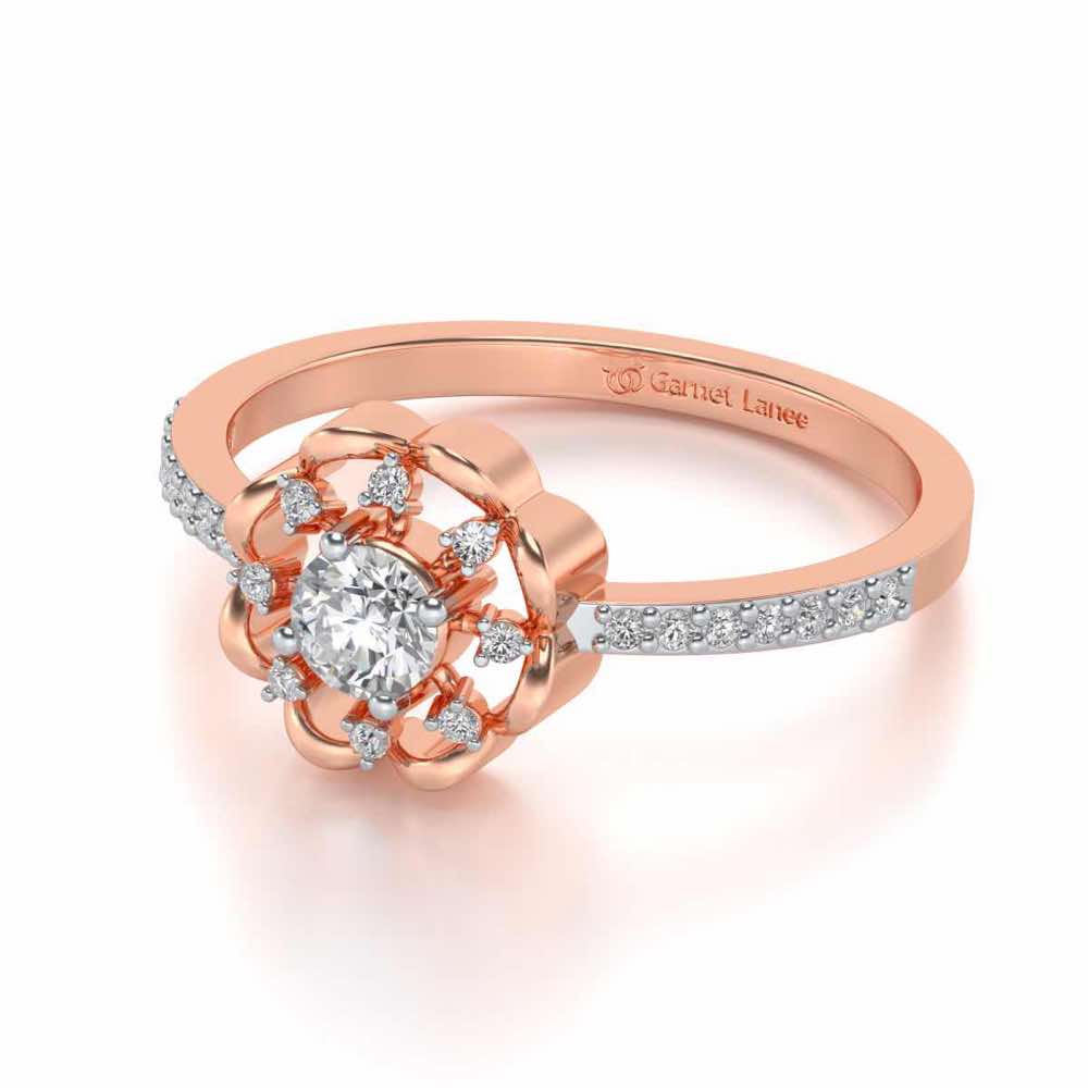 Raphsody Solitaire Silver Ring - Rose Gold - Image 2