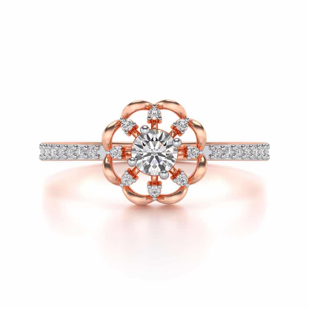 Raphsody Solitaire Silver Ring - Rose Gold - Image 4