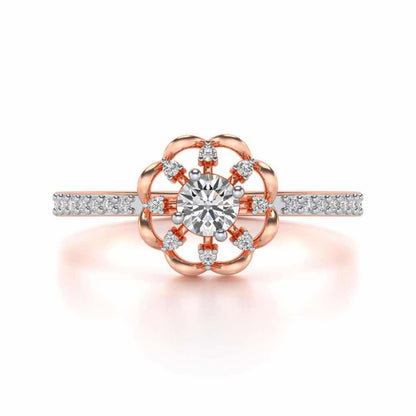 Raphsody Solitaire Silver Ring - Rose Gold - Image 4