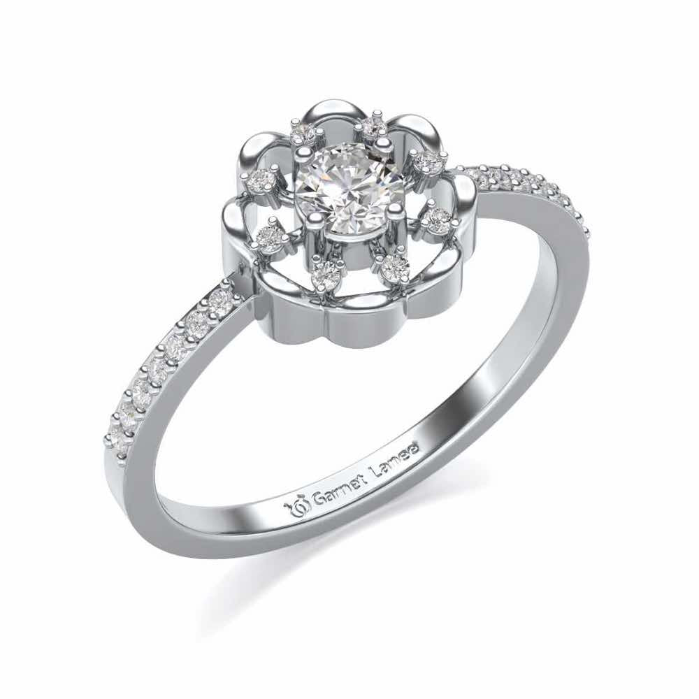 Raphsody Solitaire Silver Ring - White Gold - Image 1