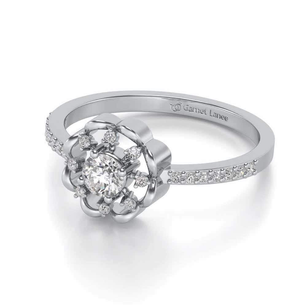 Raphsody Solitaire Silver Ring - White Gold - Image 2