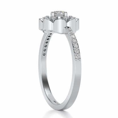 Raphsody Solitaire Silver Ring - White Gold - Image 3