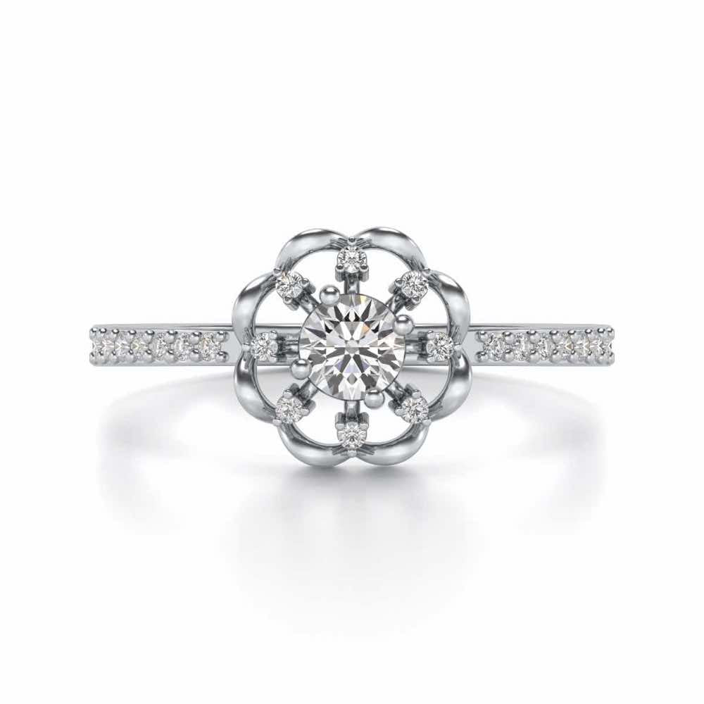 Raphsody Solitaire Silver Ring - White Gold - Image 4