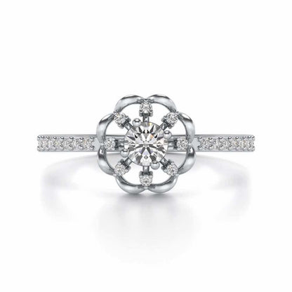 Raphsody Solitaire Silver Ring - White Gold - Image 4